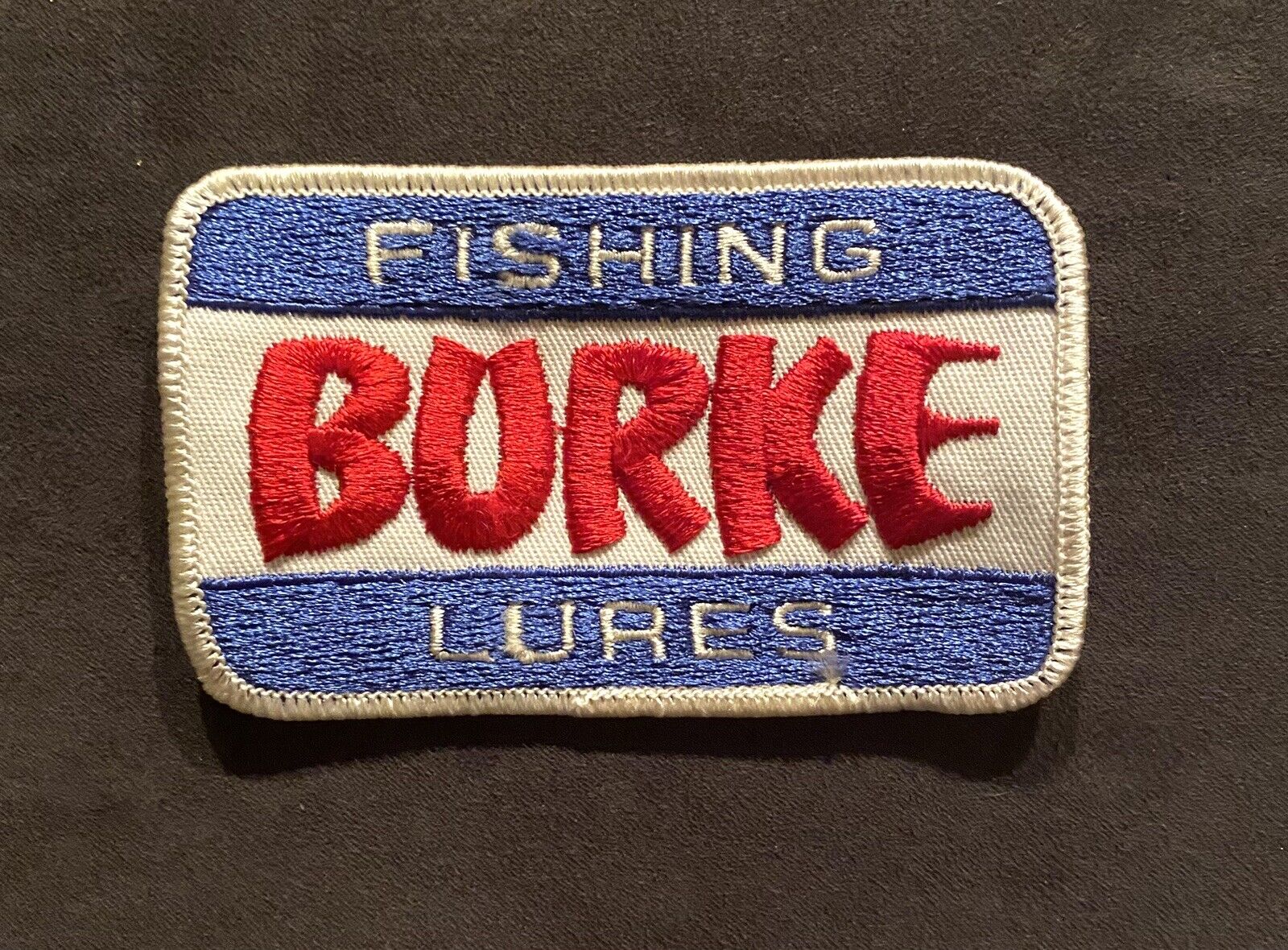 Vintage Burke Fishing Lures Patch Red White And Blue Colors Outdoors