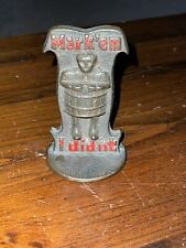 Unusual Antique Cast Iron Cash's Woven Name Advertising Paperweight RARE picture
