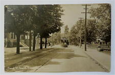 Trolley Street Scene South Braintree Massachusetts c. 1913 Real Photo Postcard picture