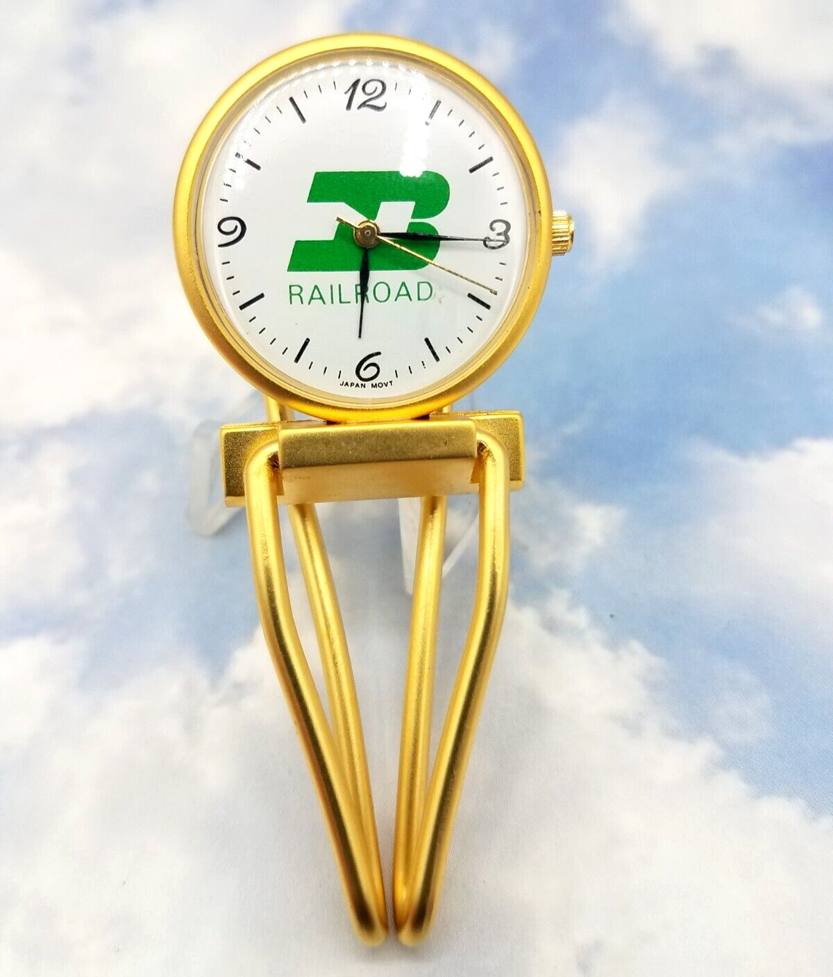 Unique Gold Burlington Northern Railroad Money, Belt, Pocket Clip, Clock Watch