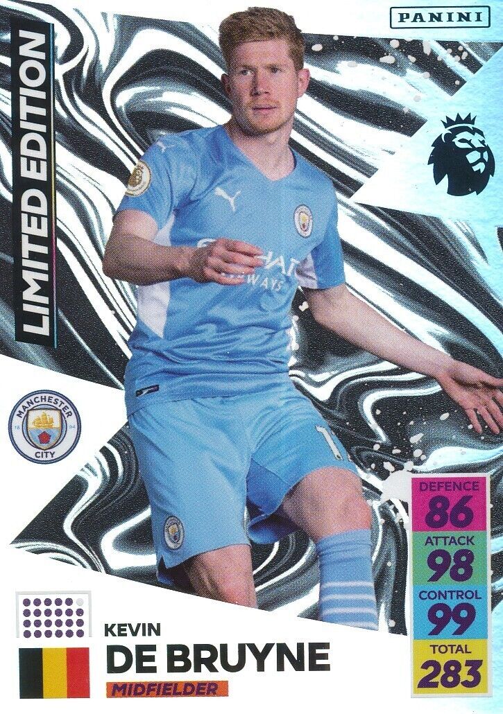 BRUYNE MANCHESTER CITY LIMITED EDITION CARD PANINI FIRST LEAGUE 2022