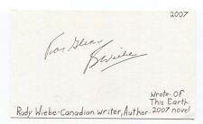 Rudy Wiebe Signed 3x5 Index Card Autographed Signature Author Writer picture