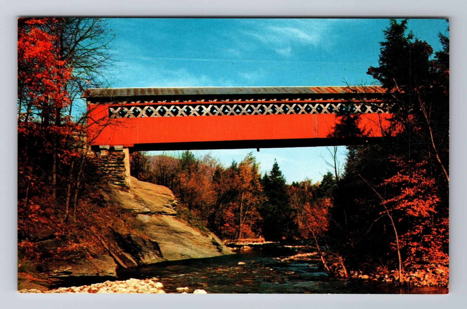 East Arlington VT-Vermont, Covered Bridge, Chiselville Bridge, Vintage Postcard