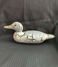 Vintage William Moseley Wooden Duck Decoy Crackle Finish 16 x 6 x 7 Signed WM picture