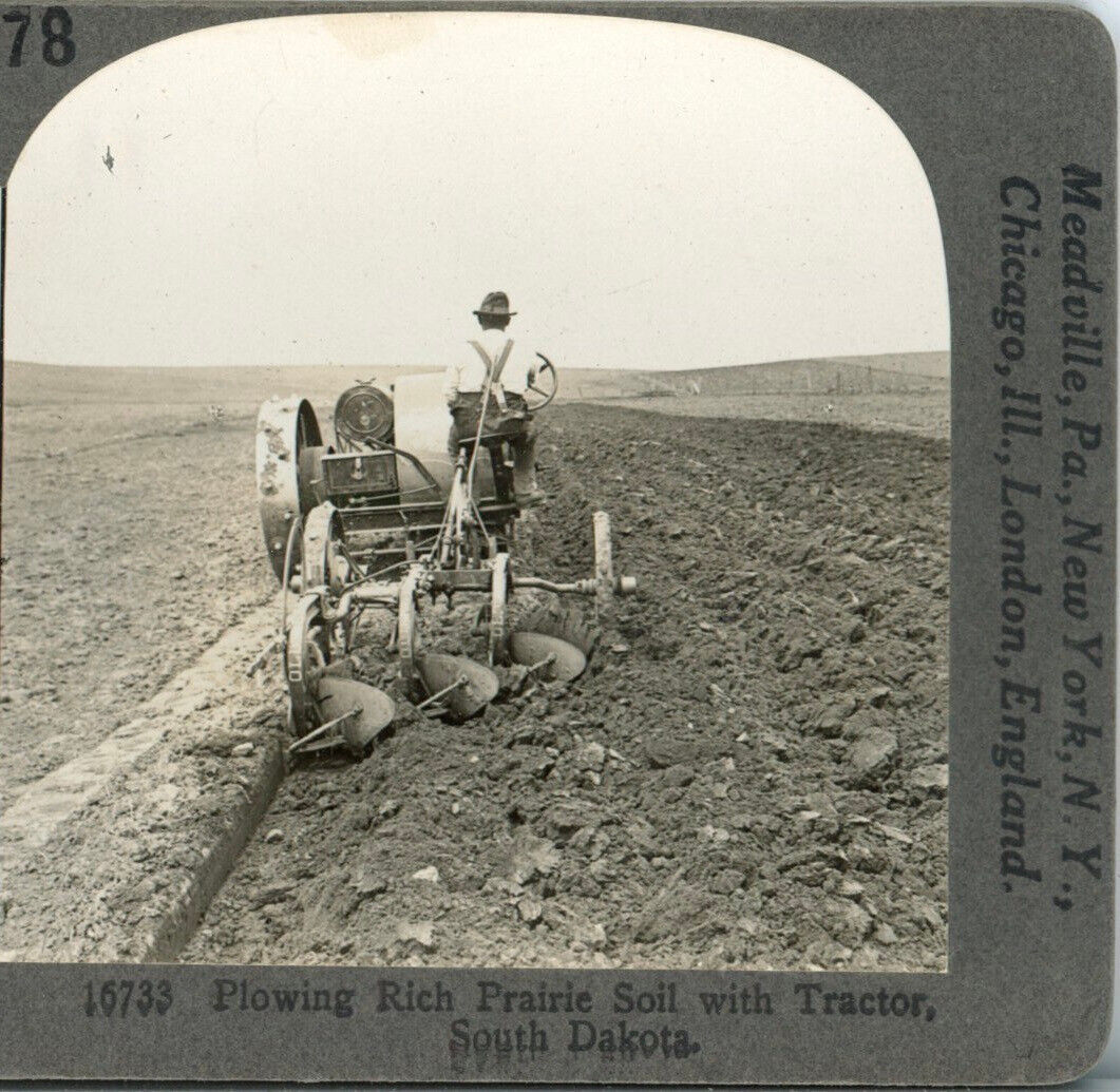 SOUTH DAKOTA, Plowing Rich Prairie Soil--Keystone Ed. Set Stereoview #178