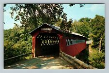 East Arlington VT-Vermont Old Covered Chiselville Bridge Scene Vintage Postcard picture