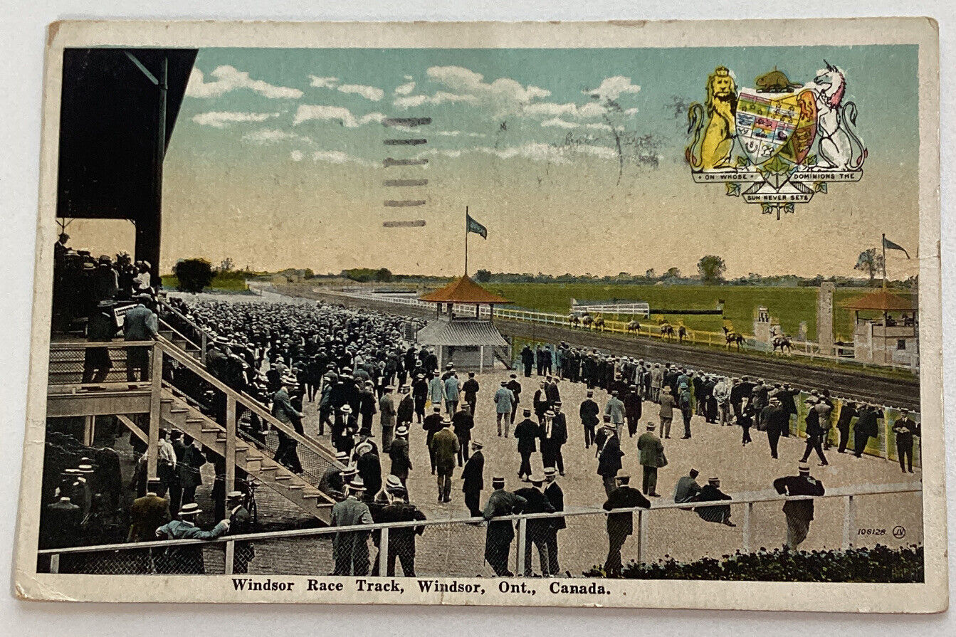 Windsor Canada Postcard Early 1900s Horse Race Track Fashion Stamp