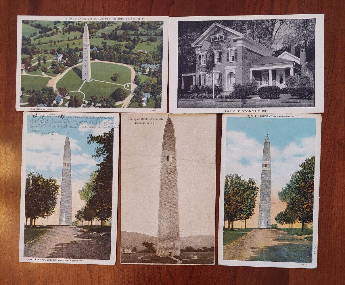 5 vintage postcards lot (early-mid 1900\'s); Bennington Vermont VT Monument