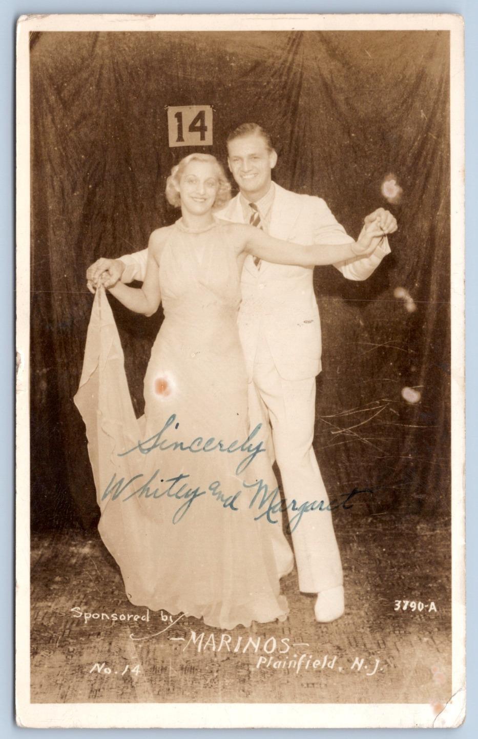 1920-40s RPPC PLAINFIELD NJ MARINOS WHITEY & MARGARET DANCE COMPETITION POSTCARD