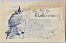 Barton & Spooner Halloween Postcard Running Fairies Goblins Witch Devil Cat RARE picture