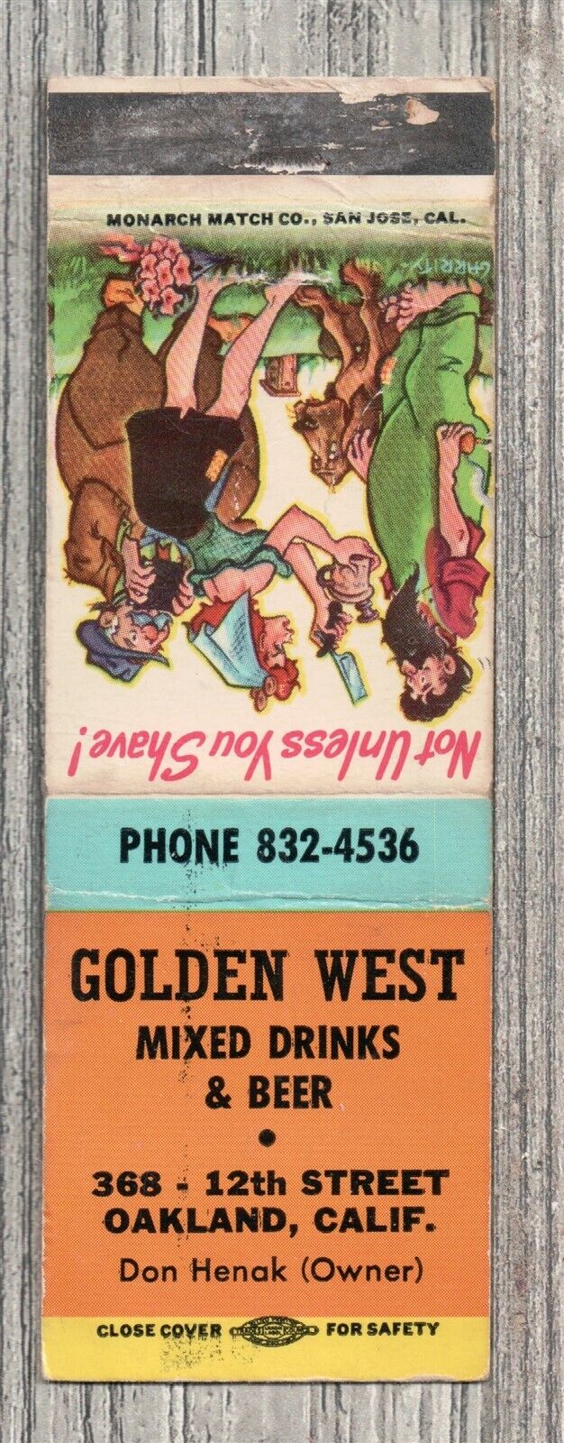 Matchbook Cover-Golden West Cocktail Lounge Oakland California-7850