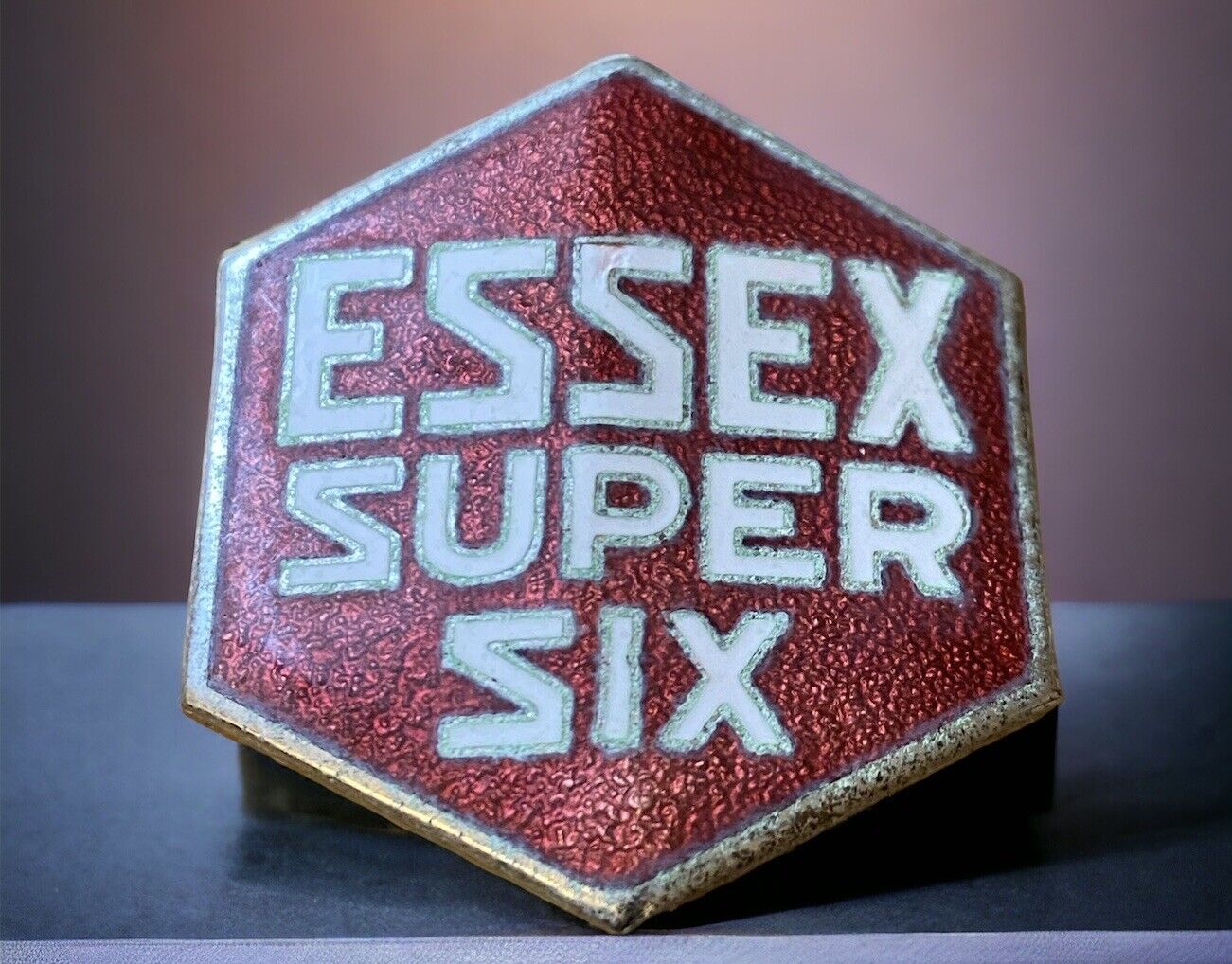 1932 Essex Radiator Grille Badge Emblem Super Six Vee Shape Terraplane Cloisonne