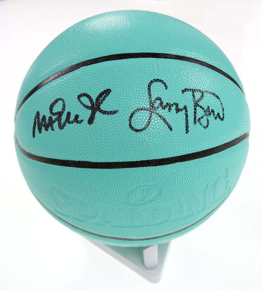 Larry Bird & Magic Johnson Signed Tiffany & Co. x Spalding Basketball with White
