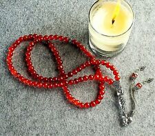 Red Agate Aqeeq Islamic Prayer 99 beads, Tasbih, Misbaha, Tasbeeh, Sibha 6mm picture