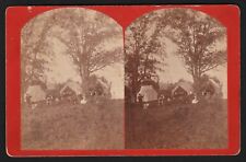 RARE Stereoview Photo - Fishing Alburgh Vermont ca 1880 by Wheeler Richford VT picture