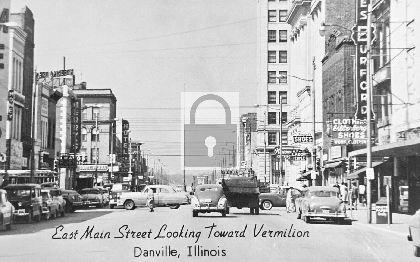 Main Street View Danville Illinois IL Reprint Postcard