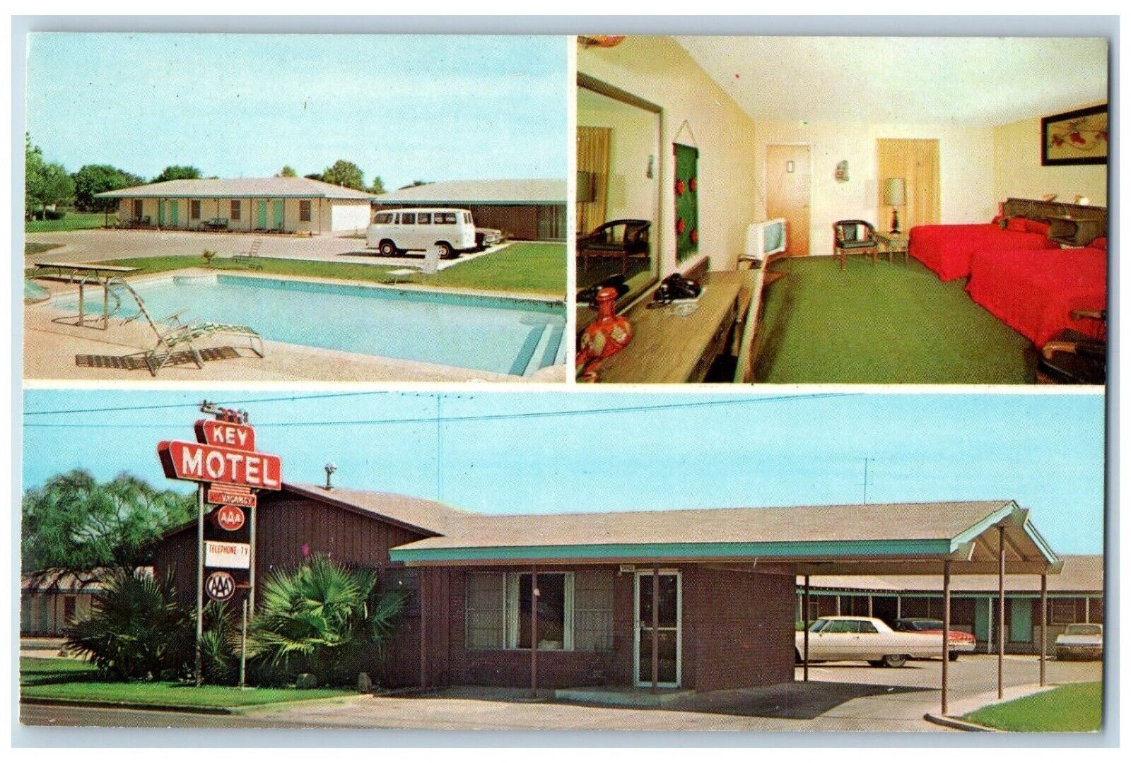Seguin Texas TX Postcard Key Motel East Kinsbury Multiview c1960 Vintage Antique