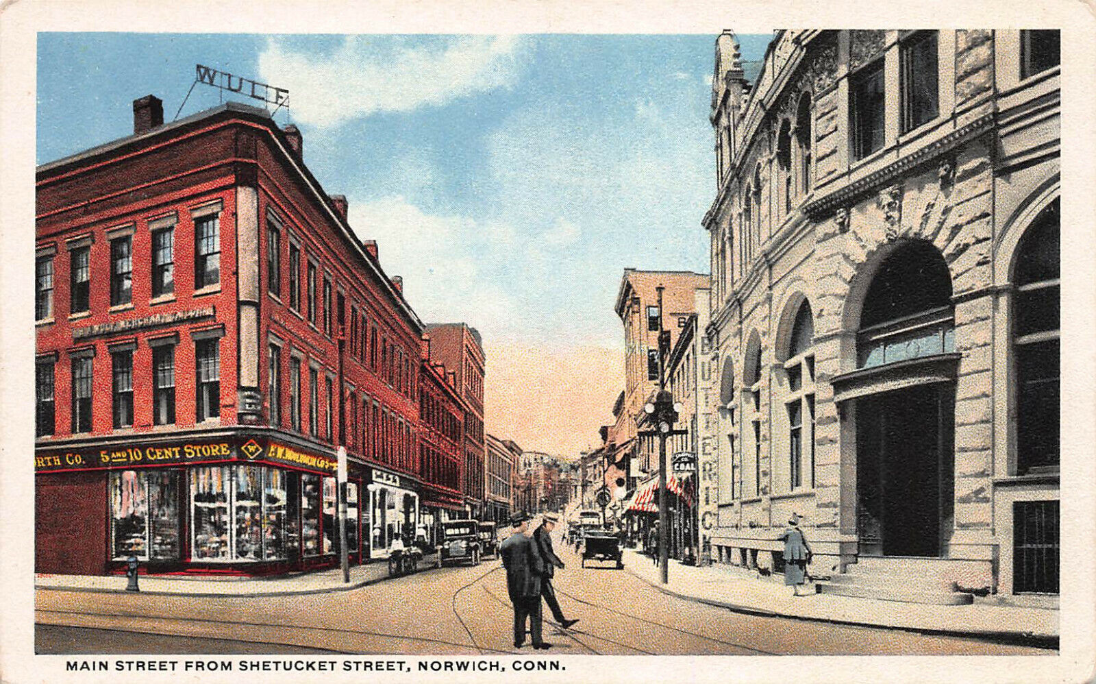 Main St. from Shetucket St., Norwich, Connecticut, Early Postcard, Unused 