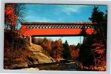 East Arlington Vermont, Colorful Old Covered Chiselville Bridge Vintage Postcard picture