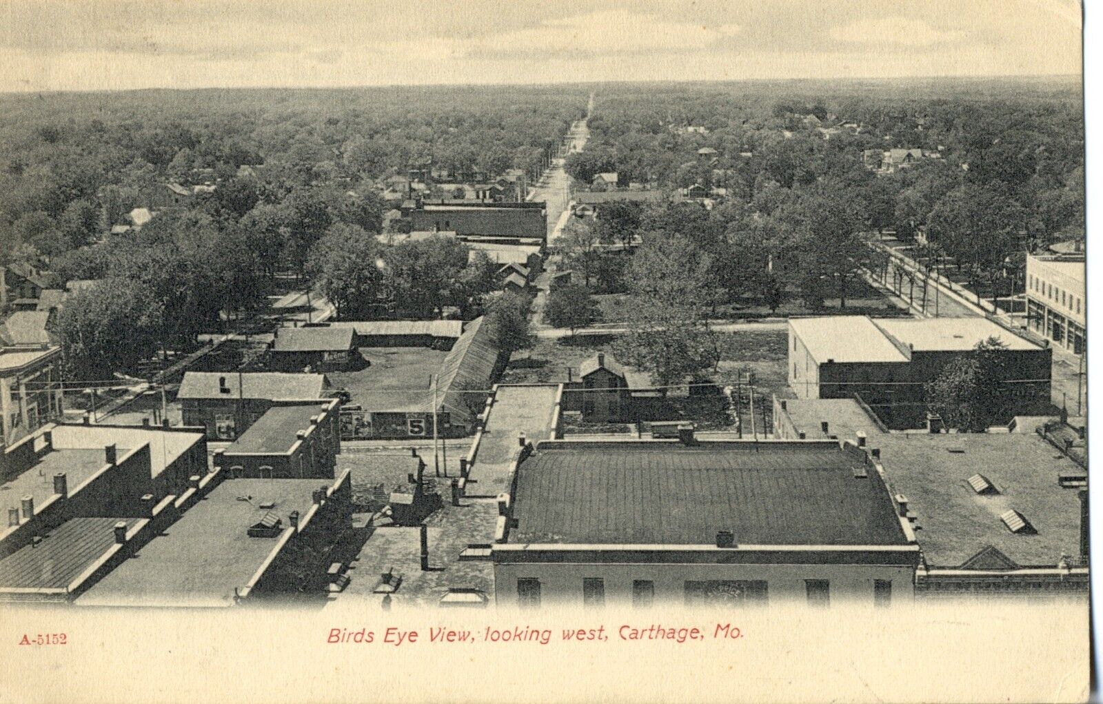 Birds Eye View Looking West, Carthage, Mo. Missouri Postcard #A-5152