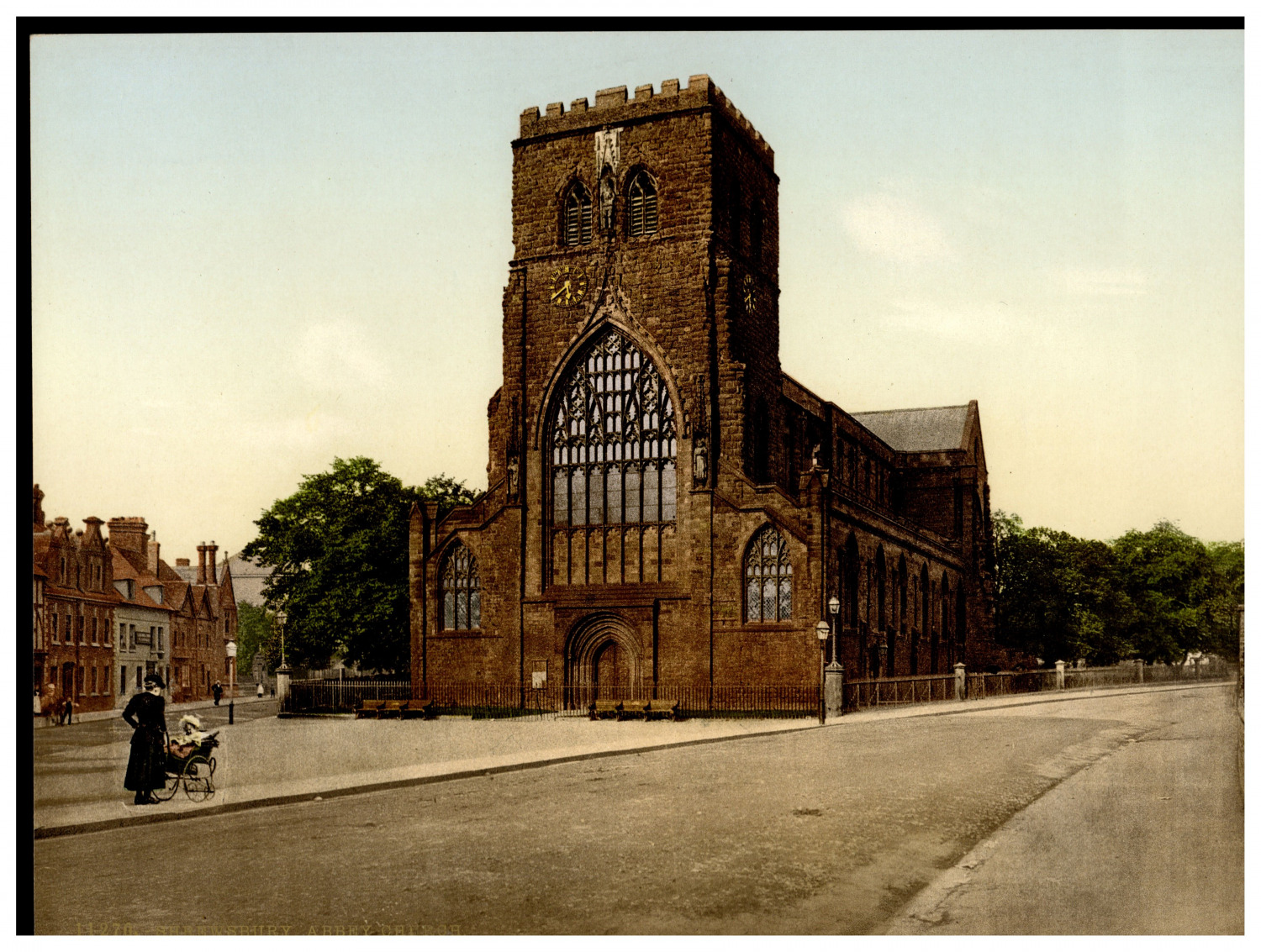 England. Shrewsbury. Abbey Church. Vintage Photochrome by P.Z, Photochrome Zuri