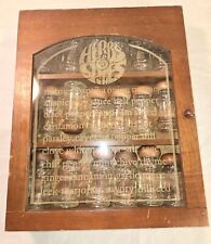 Vintage Spice Cabinet w/ 18 Labeled Jars, Wooden & Glass Door Gailstyn Sutton picture