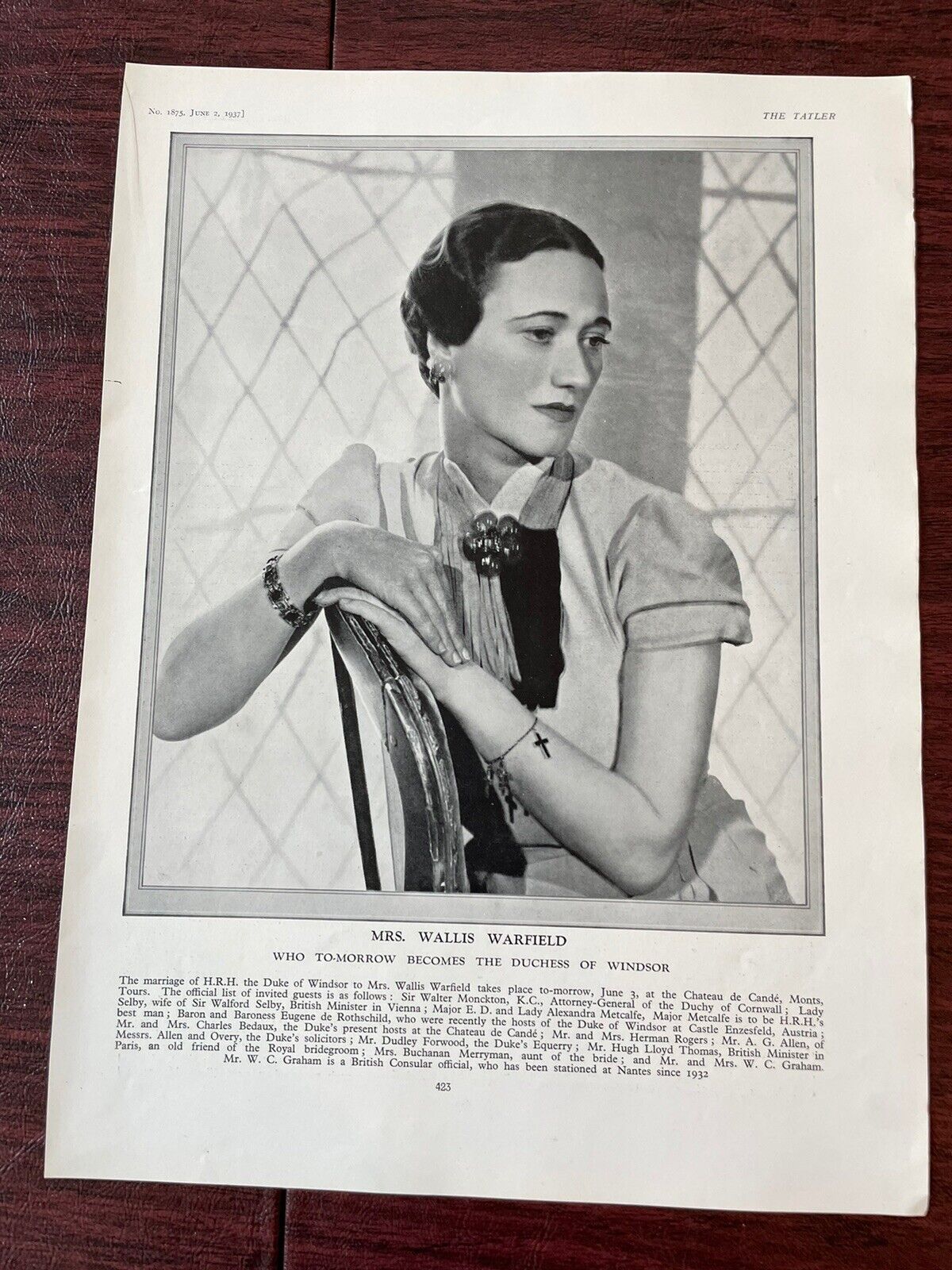 Mrs. Ernest Simpson Wallis Warfield Duchess Windsor The Sketch 1937