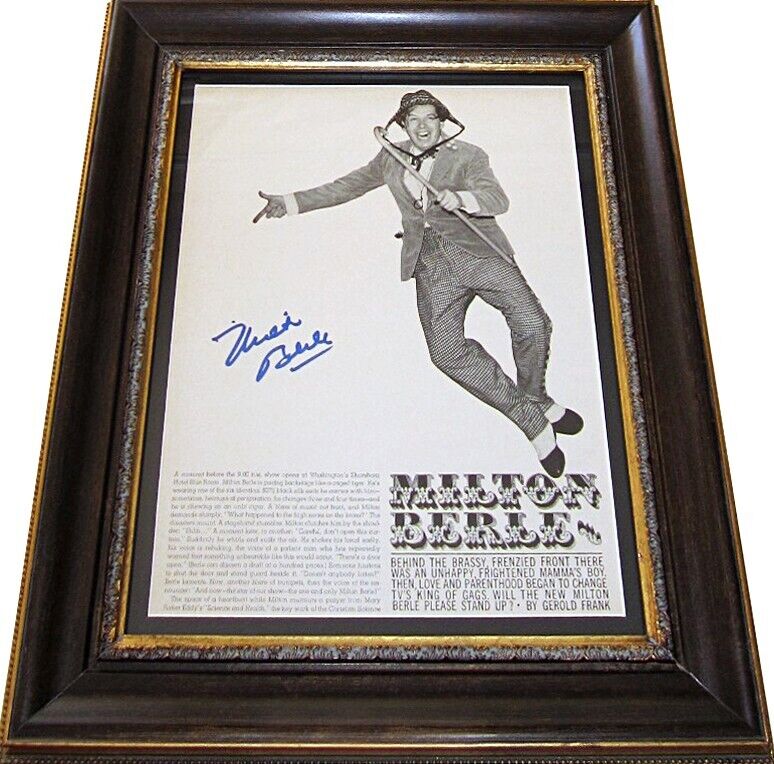 Milton Berle autographed signed auto vintage 11x14 magazine photo framed JSA COA