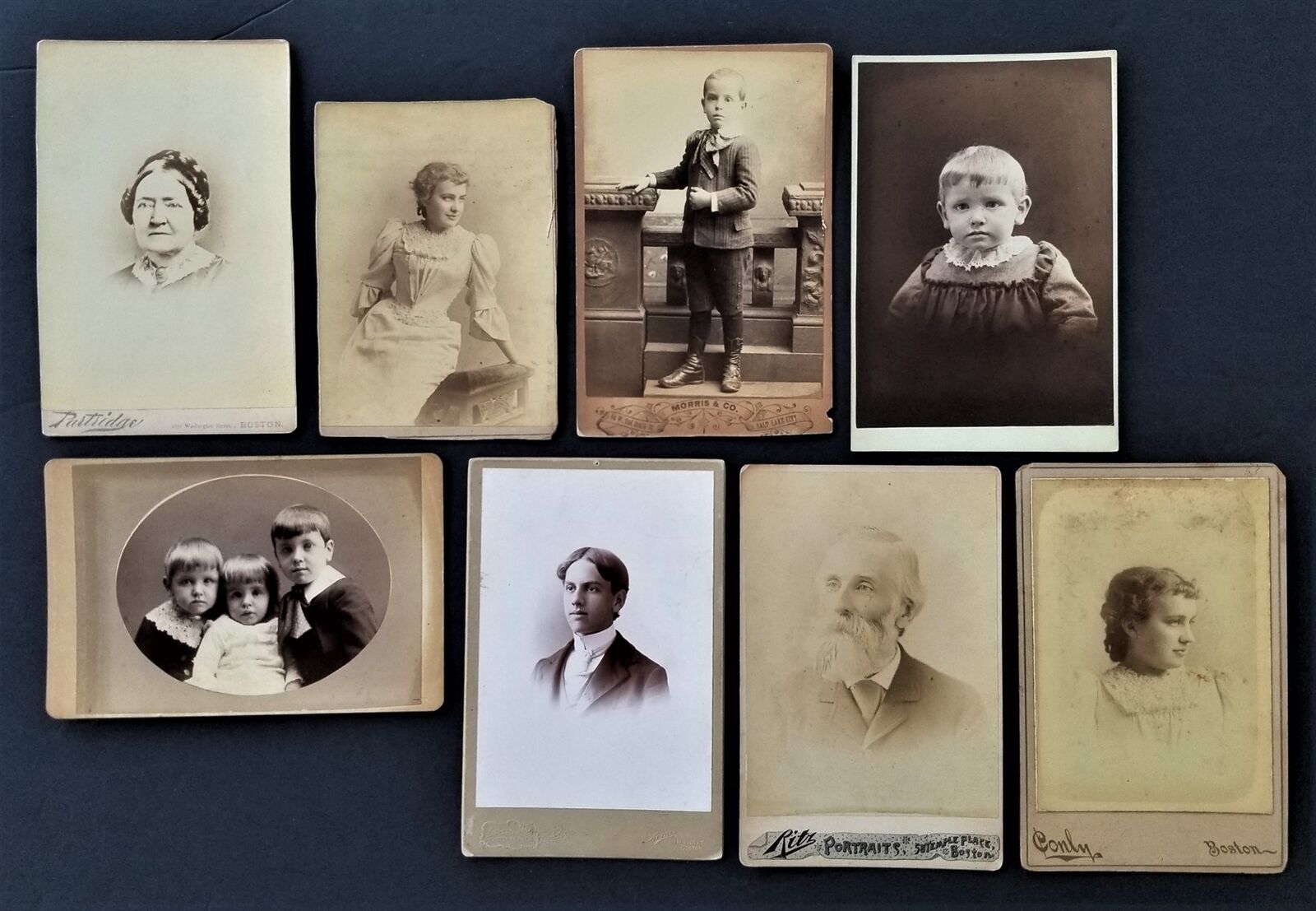 LOT 1880s antique 8pc PHOTOGRAPHS roxbury boston ma BOUVE Bouvé GRANT LEAVITT