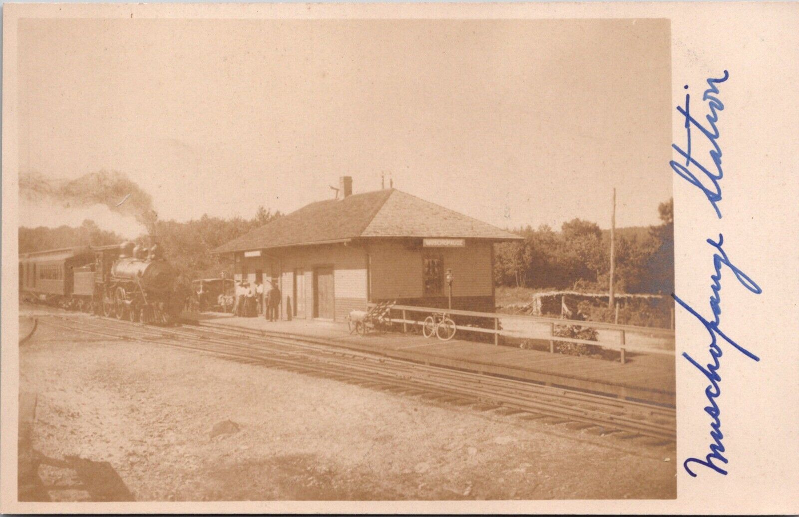 RPPC Muschopange Railroad Station Rutland MA Postcard Worcester County Scarce