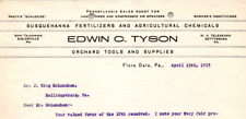 1915 EDWIN C TYSON ORCHARD TOOL SUPPLIES SUSQUEHANA FERTILIZERS FLORA DALE PA picture