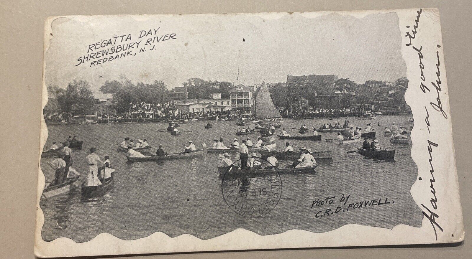 RPPC used 1904 New Jersey NJ Regatta Day Shrewsbury River Redbank by Foxwell