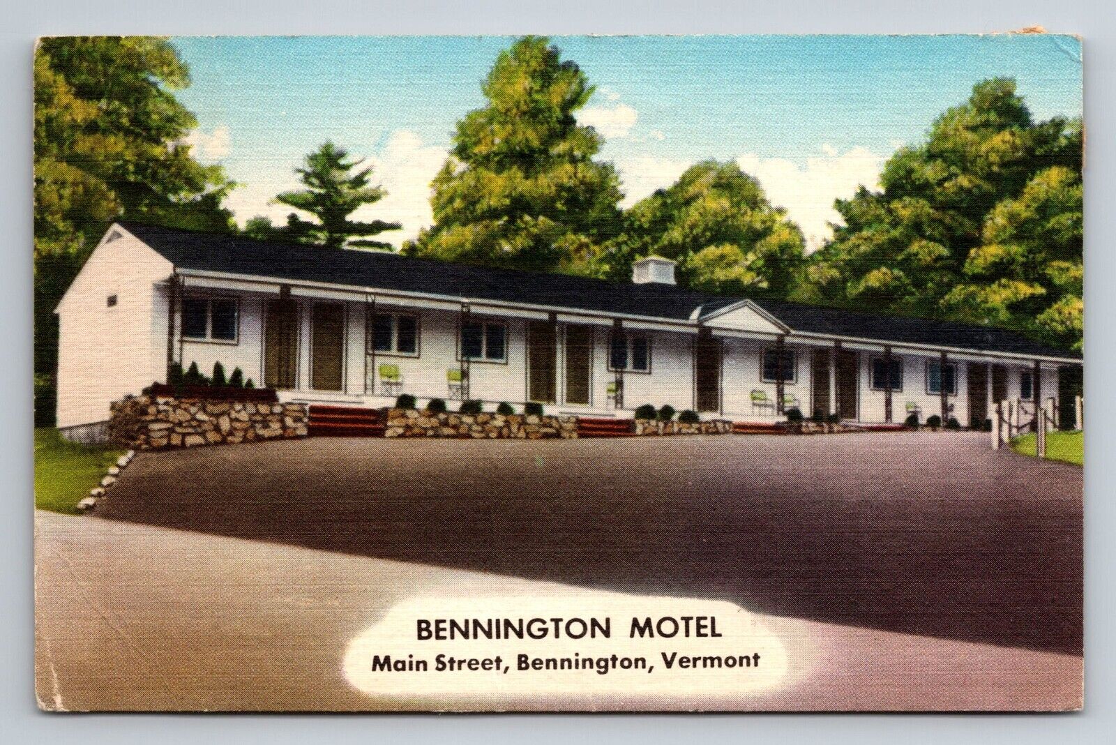 Bennington Motel Main Street Vermont Vintage Linen Postcard