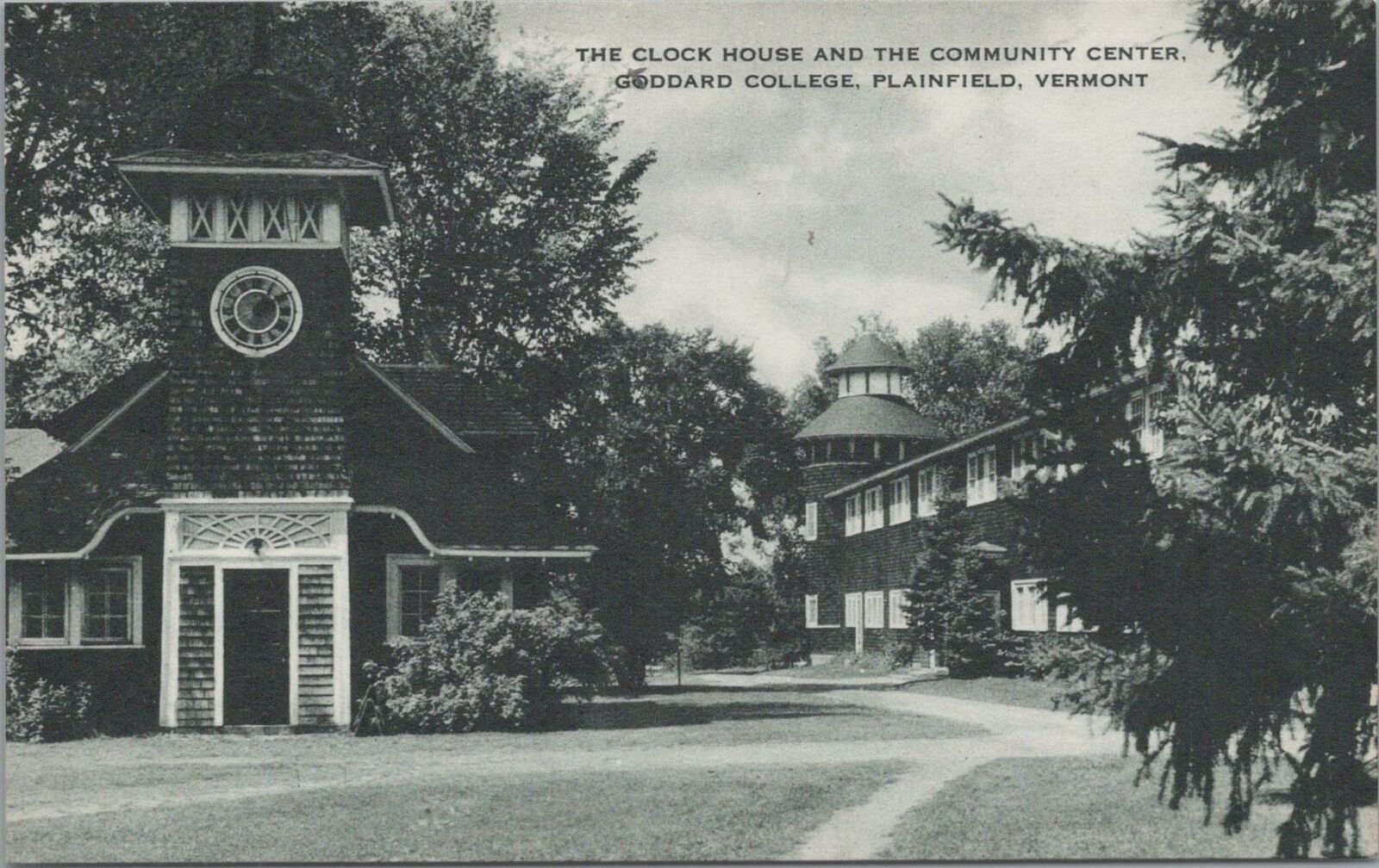 Postcard Clock House and Community Center Goddard College Plainfield VT 