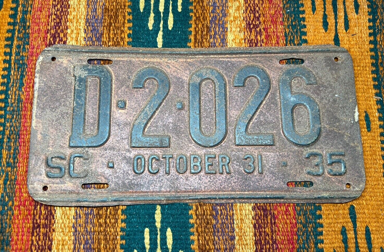 Vintage 1935 South Carolina License Plate