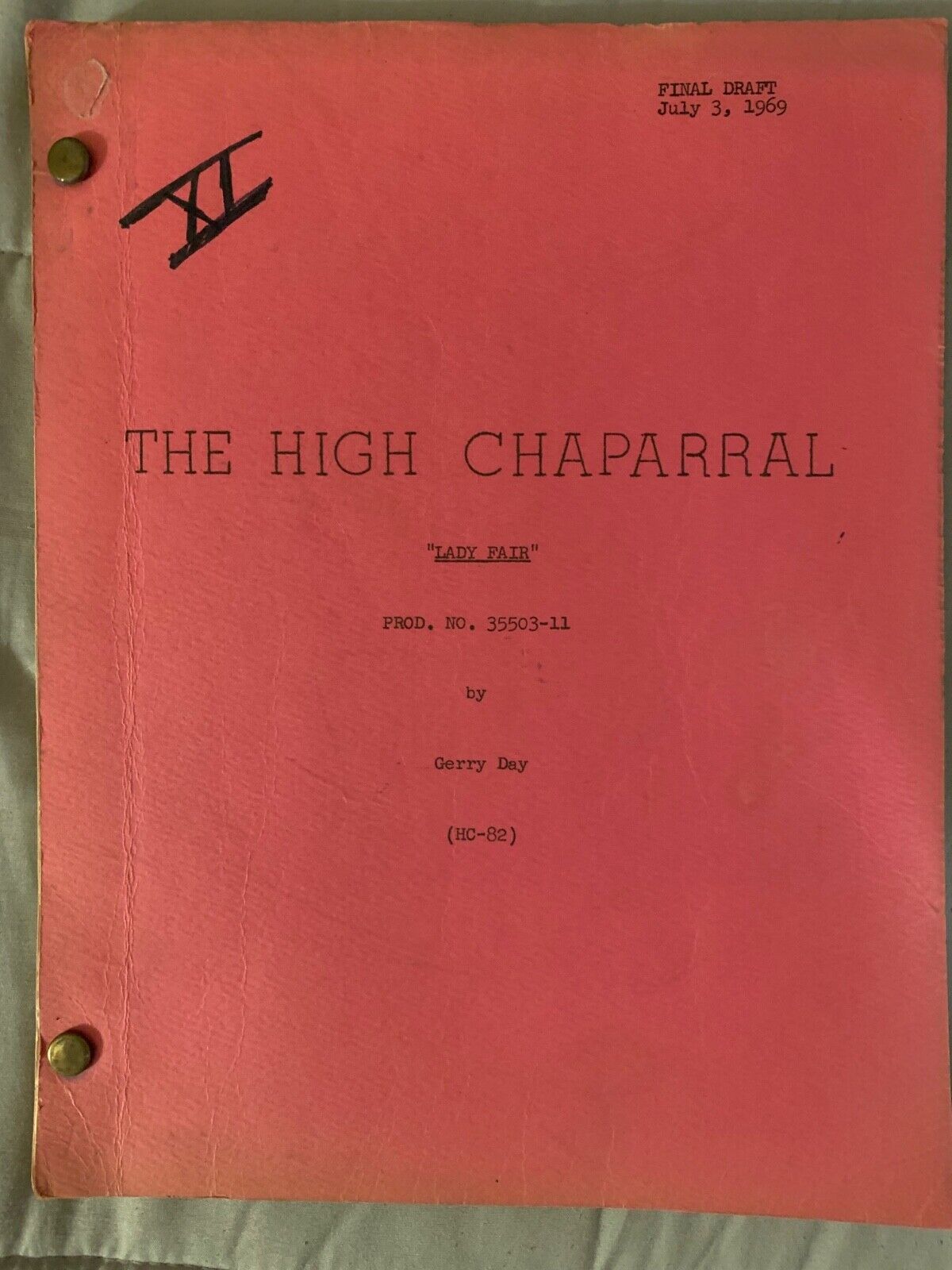 Television script The High Chaparral LADY FAIR signed by Henry \