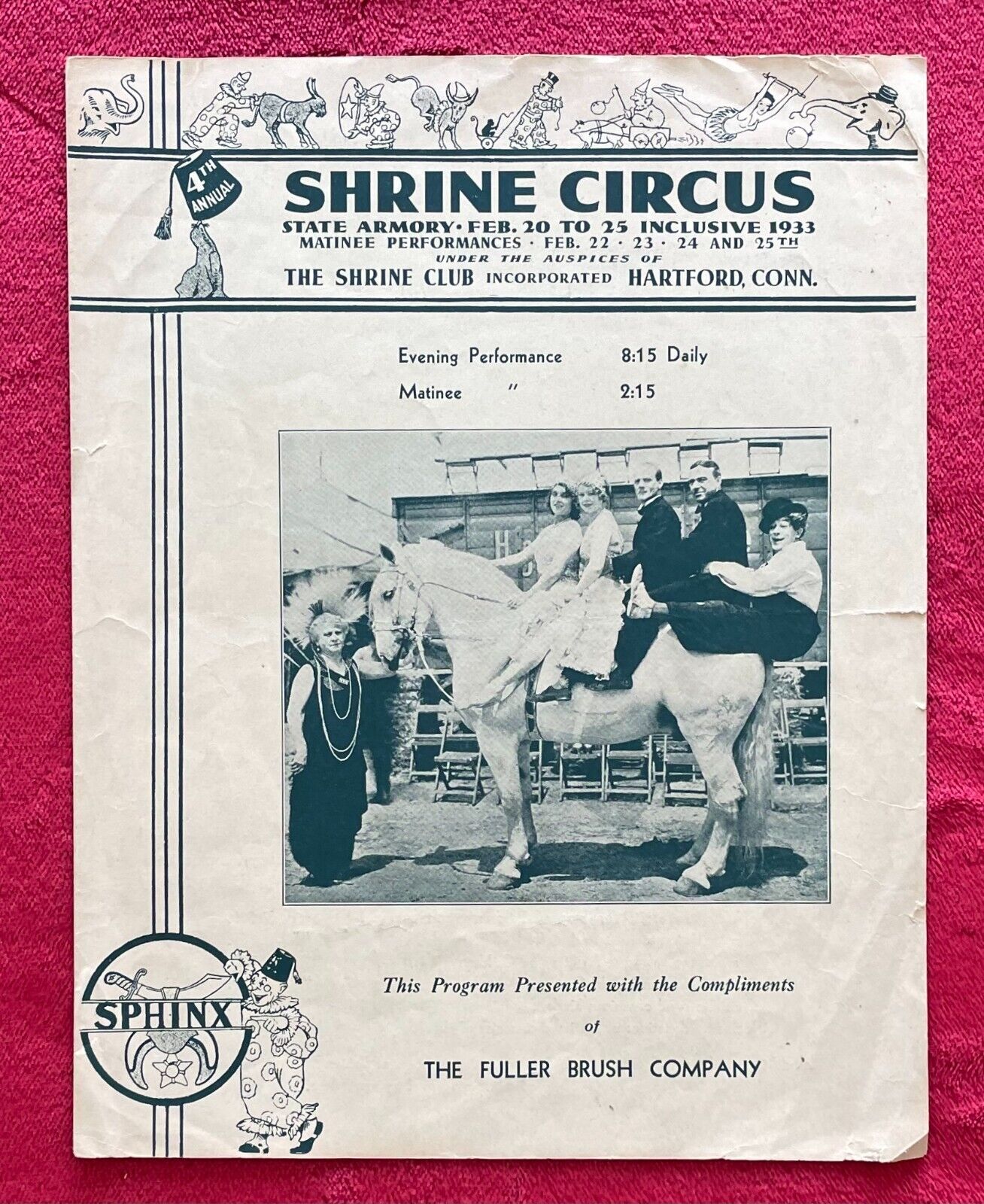 4th ANNUAL SHRINE CIRCUS 1933 PROGRAM - SHRINERS CLUB, HARTFORD ...