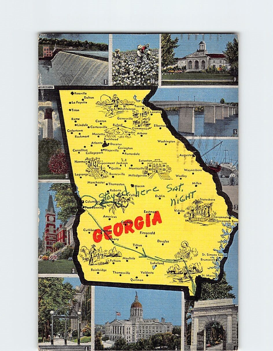 Postcard Views & Map of Georgia USA