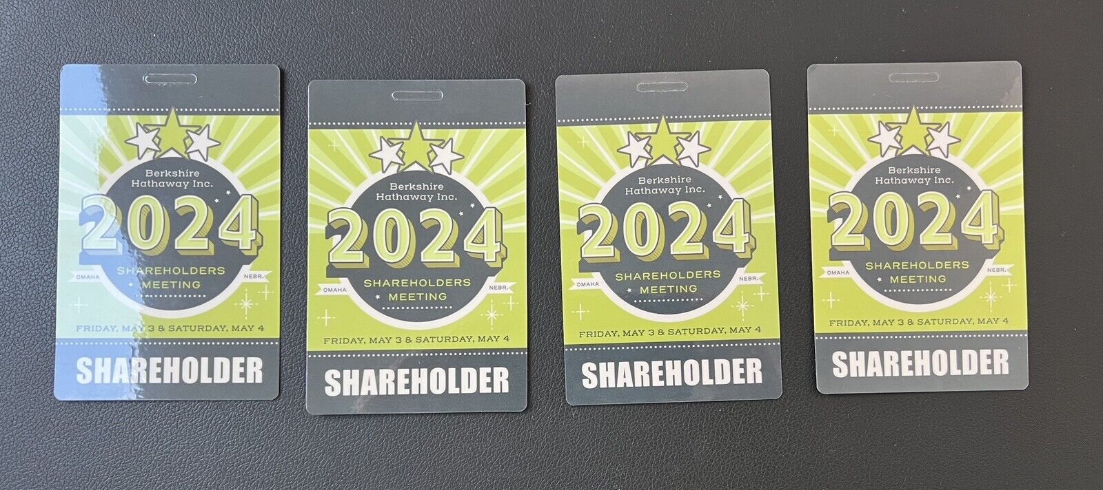 4 BERKSHIRE HATHAWAY 2024 ANNUAL MEETING PASSES Credentials Badges ...